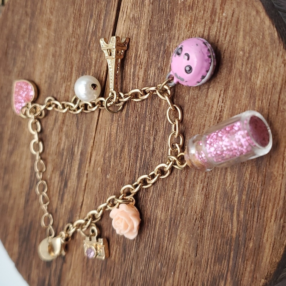 Fairy dust sparkle pink magic charm bracelet floral‎ cottagecore B0638